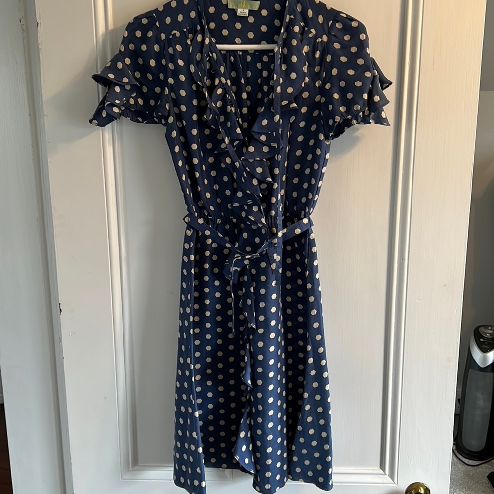 Lil for Anthropologie blue ruffle dress